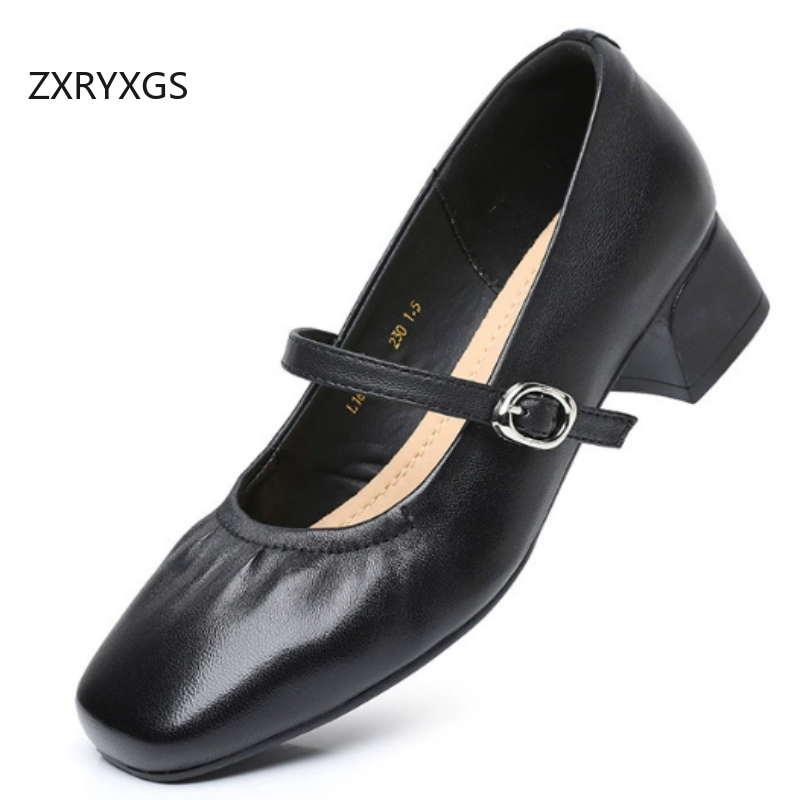 Women Shoes Size 4 In Cm - ZXRYXGS Premium-Schaffell-Schuhe mit quadratischer Zehenpartie und