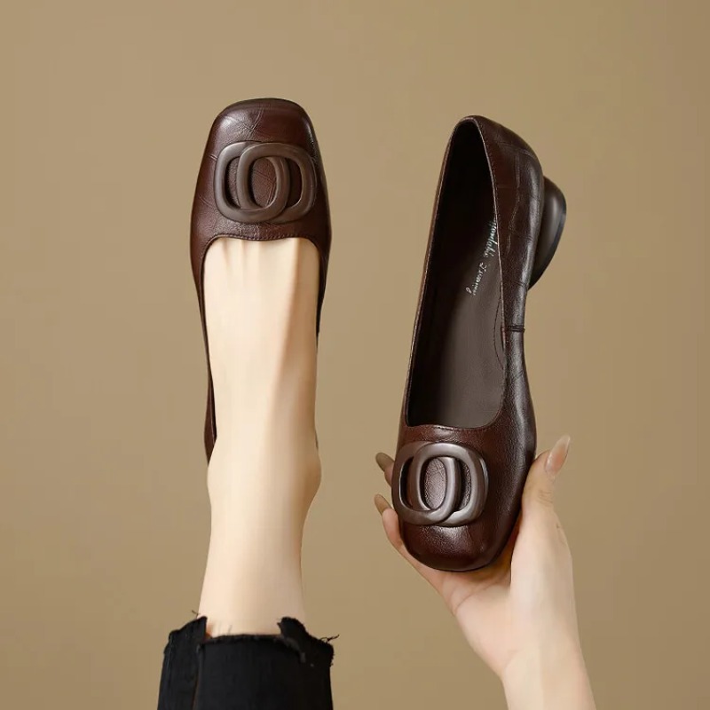 Women'S Shoes Round Toe - Französischer Stil Damenschuhe Pumps Lederschuhe für