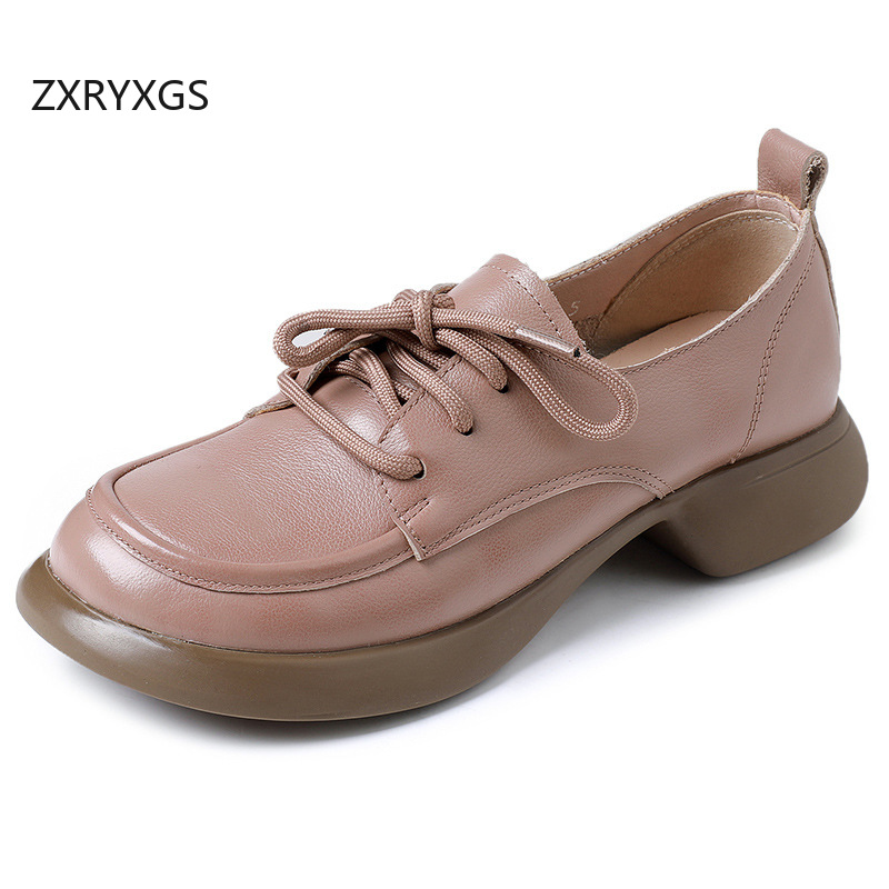 Women'S Shoes Round Toe - ZXRYXGS Britischer Trend, runde Zehen, Schnür-Oberteil,