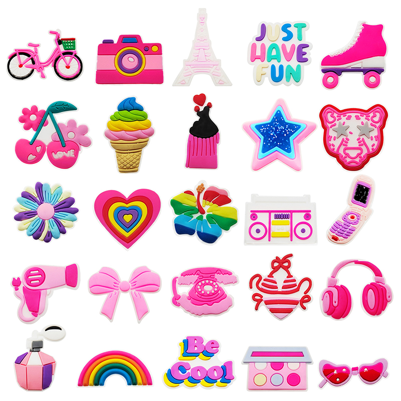 Croc Style Clog - Süße rosa Schleife Fahrrad Regenbogen Schuh
