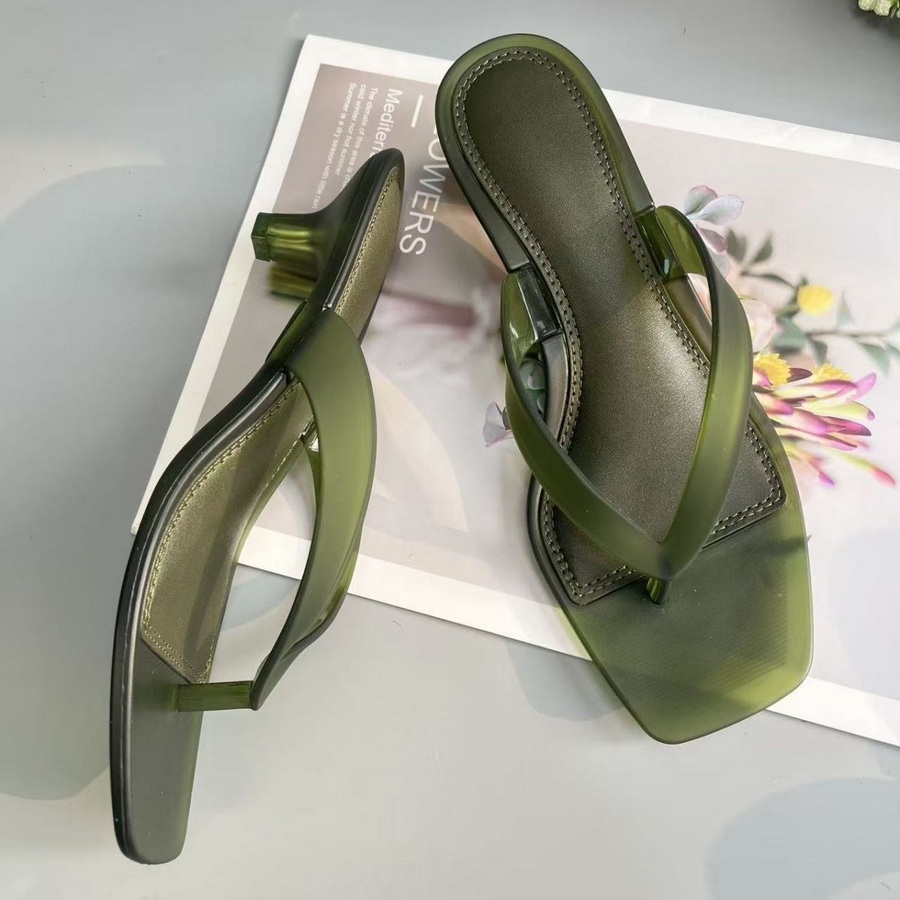 Jelly Sandal Women - Koreanische Olivgrüne PVC-Zehenstegsandalen für Damen mit