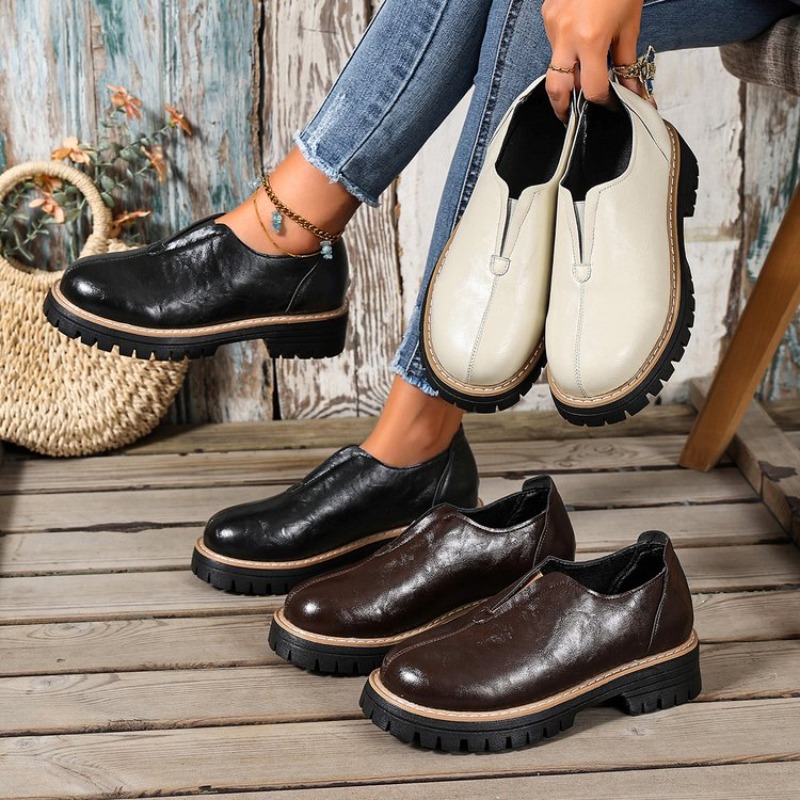 Women'S Shoes Round Toe - Retro Britischer Stil Damenschuhe Frühling Herbst