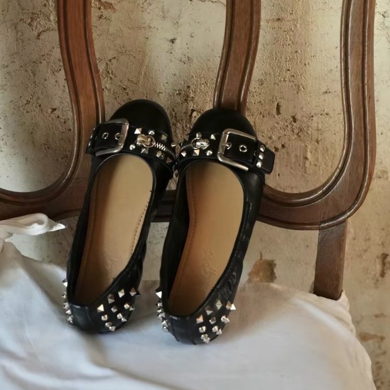 Women'S Shoes Round Toe - Bolt Round-head Single Shoe Damen-Lederschuhe mit