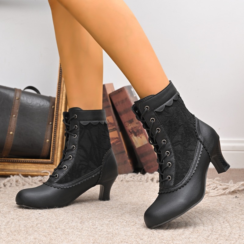 Court Heel Pointed - Frauen Closed Toe Med Heel Lace