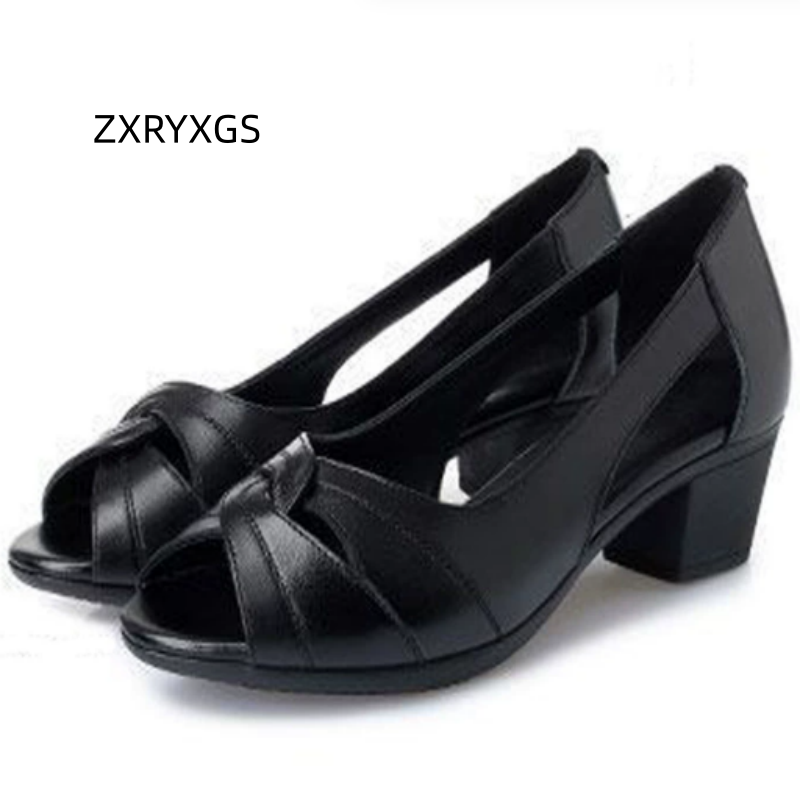 Women Shoes Size 4 In Cm - ZXRYXGS 2026 Sommer Echtleder Fischmaul-Sandalen Übergröße