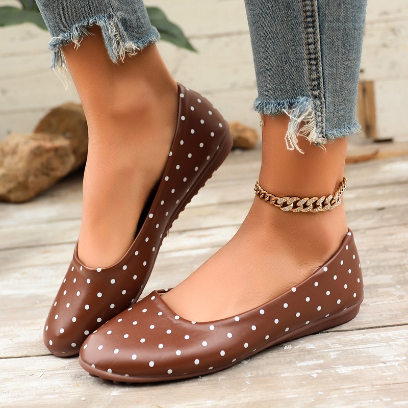 Damen Weiße Polka-Dot Ballerin – Women'S Shoes Round Toe Bewertung und Preis