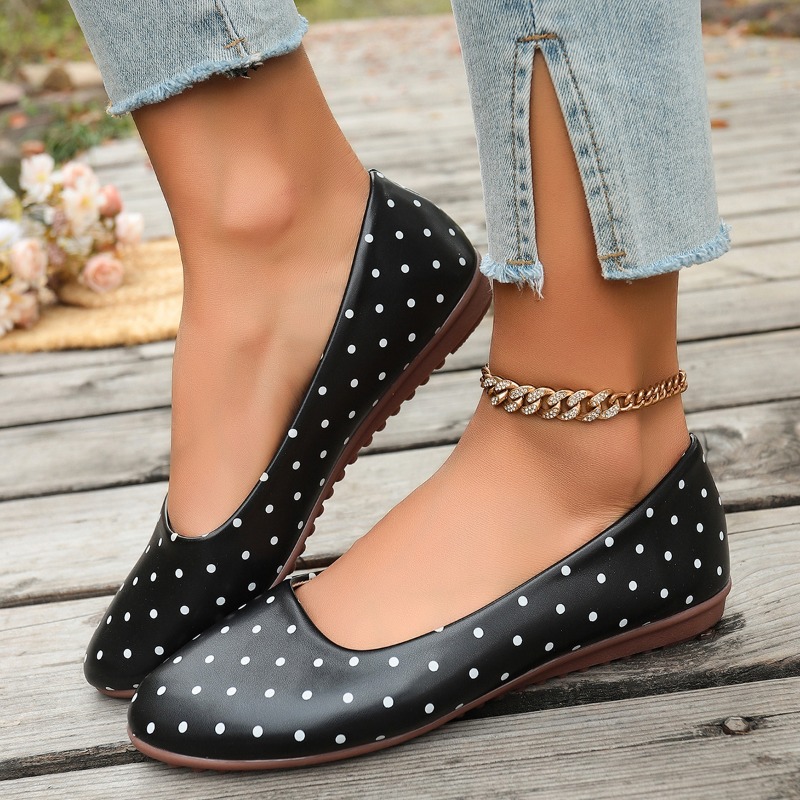 Damen Weiße Polka-Dot Ballerin – Women'S Shoes Round Toe Bewertung und Preis