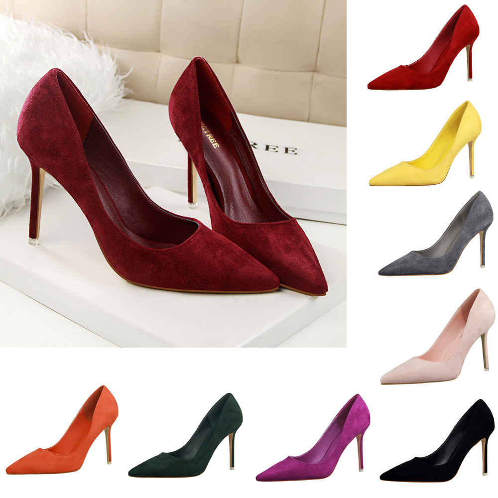 Elegante Klassische Wildleder  – Court Heel Pointed Bewertung und Preis