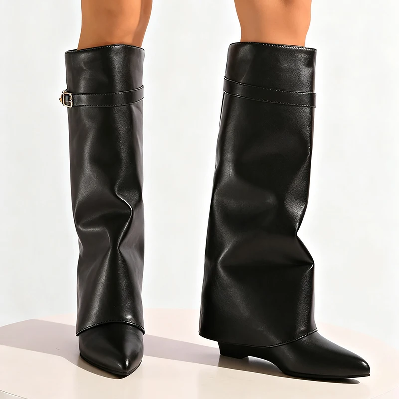Schwarz Pu Leder Kniehohe Stie – Knee High Boots Women Bewertung und Preis