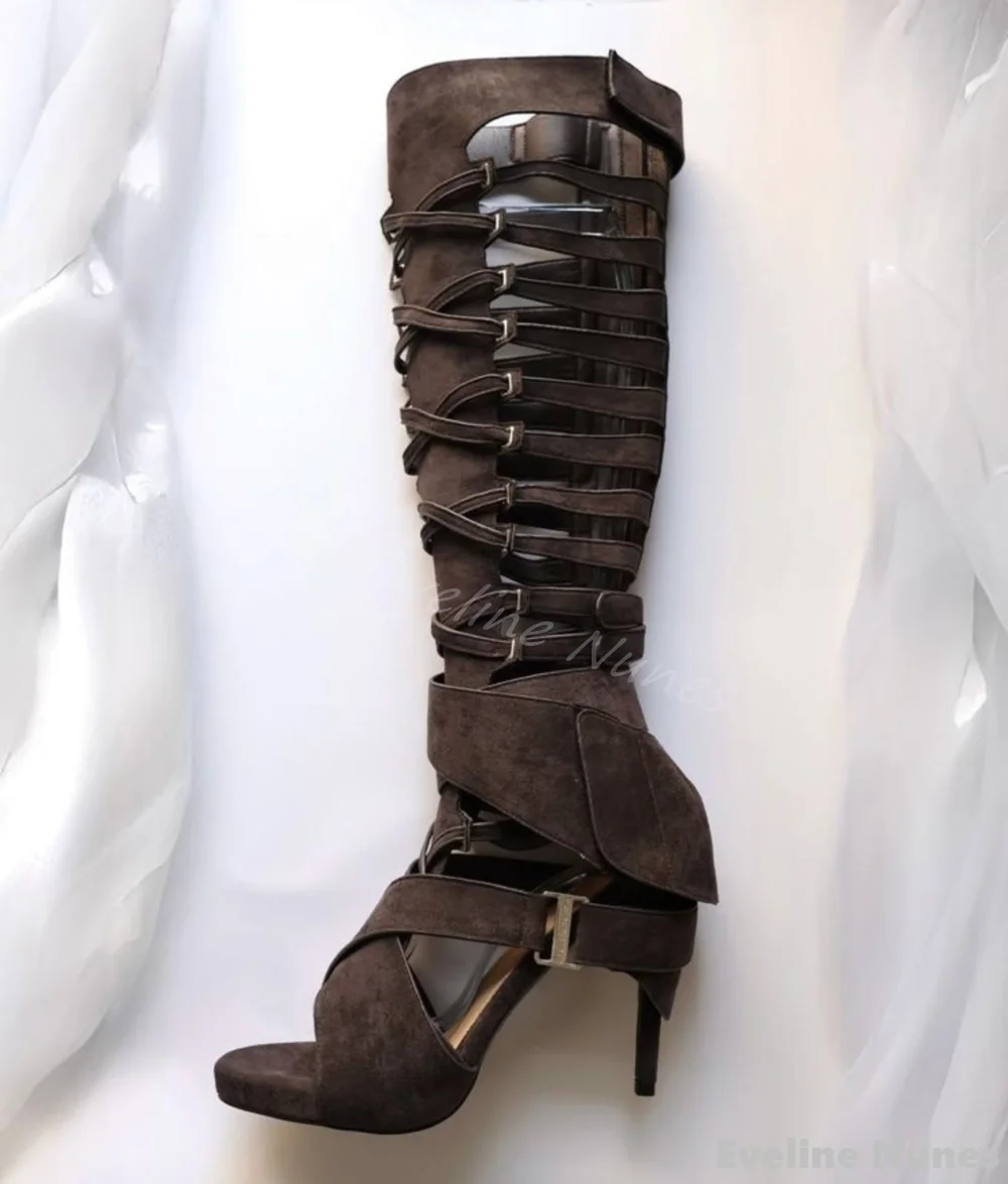 Hohle Flanell-Kniehohe Sandale – Knee High Boots Women Bewertung und Preis