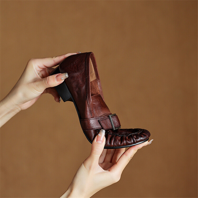 Neue Herbst Echt leder Frauen  – Women'S Shoes Round Toe Bewertung und Preis