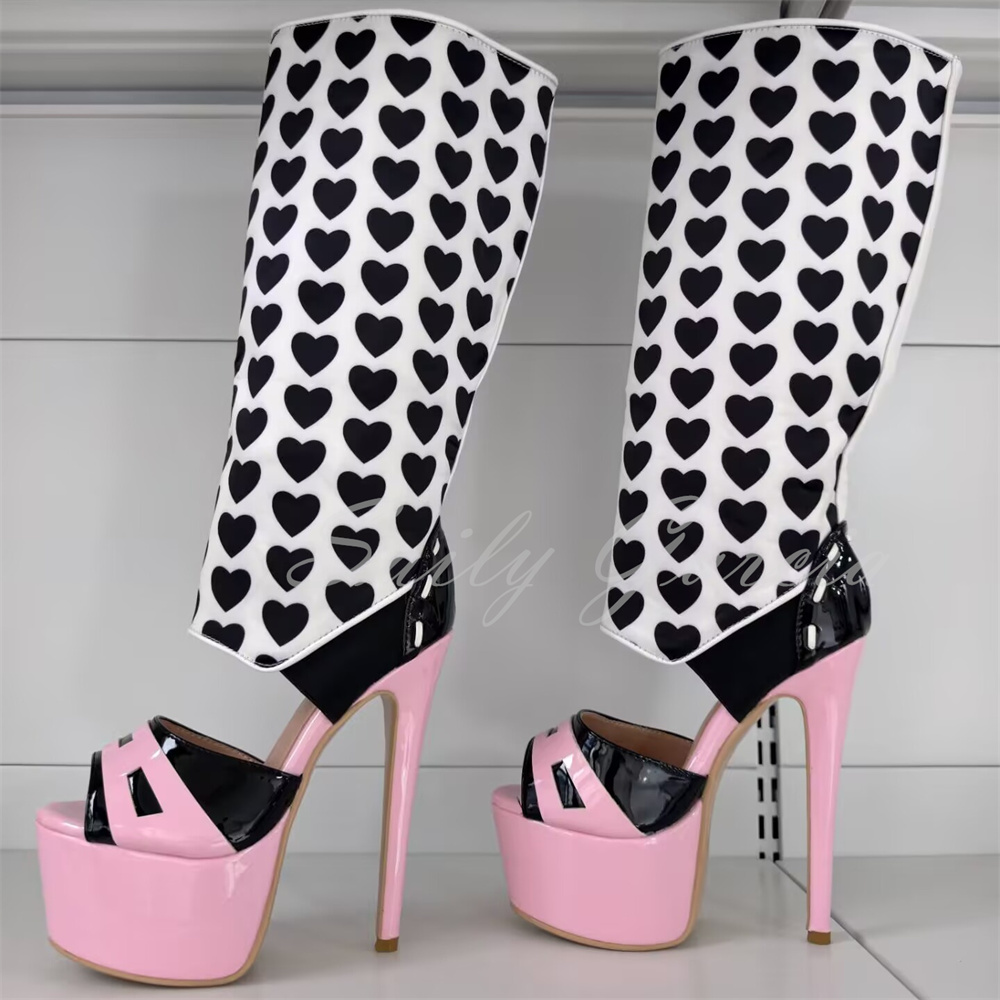 Damen Rosa Herz-Dekor Kniehohe – Knee High Boots Women Bewertung und Preis